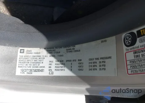 2005 Chevrolet Colorado Ls from USA, damaged, VIN 1GCDT136758285481